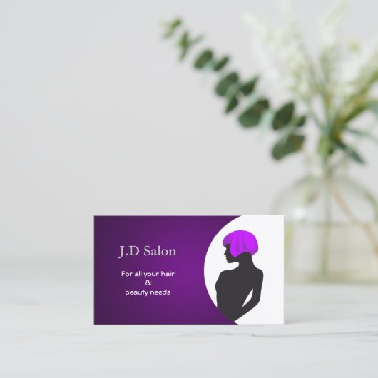 paarse Hair Salon visitekaartjes (Staand voorkant)