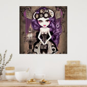 Paarse Hair Steampunk Doll Poster (Keuken)