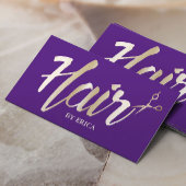 Paarse Hair Stylist Gold Script Modern Salon Visitekaartje