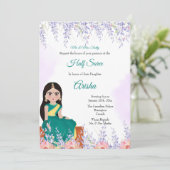 Paarse Half Saree uitnodigingskaart sjabloon Kaart (Staand voorkant)