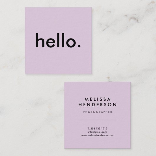 Paarse Hallo Vierkante Visitekaartje (Voorkant / Achterkant)