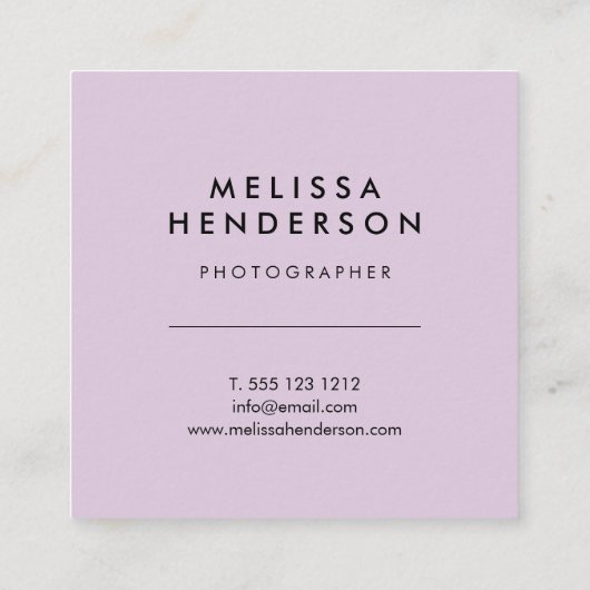 Paarse Hallo Vierkante Visitekaartje (Achterkant)