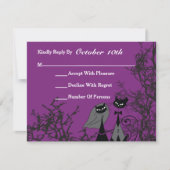 Paarse Hallowedding Cats Wedding RSVP Card (Voorkant)