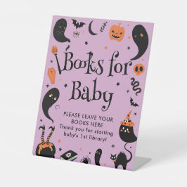 Paarse Halloween Baby shower Boeken voor Baby Reclamebord Met Voetstuk