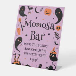 Paarse Halloween Baby shower Momosa Bar Reclamebord Met Voetstuk