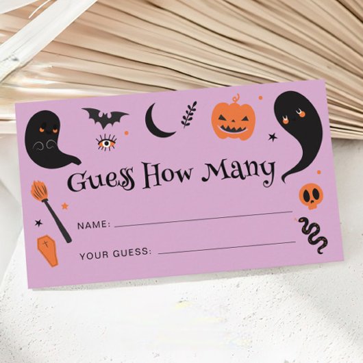 Paarse Halloween Baby shower Raad eens hoeveel Informatiekaartje