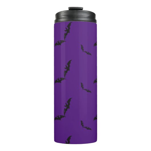 Paarse Halloween/bat Thermal Tumbler Thermosbeker (Voorkant)
