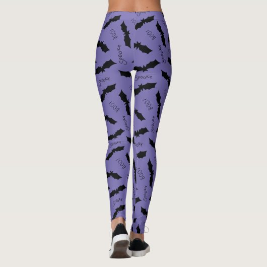 Paarse Halloween Bats Boo Spooky Leggings (Achterkant)