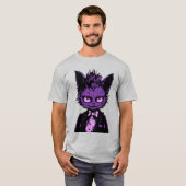 Paarse Halloween Cat T-shirt (Voorkant volledig)