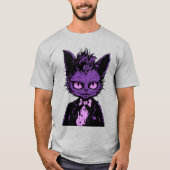 Paarse Halloween Cat T-shirt (Voorkant)
