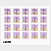 Paarse Halloween Cupcakes Happy Birthday Vierkante Sticker (Vel)