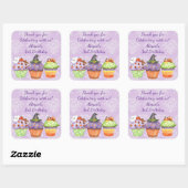 Paarse Halloween Cupcakes Verjaardag Vierkante Sticker (Vel)