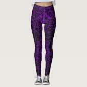 Paarse Halloween Damask Leggings (Voorkant)