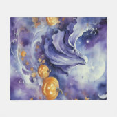 Paarse Halloween Fleece Deken (Voorkant (Horizontaal))