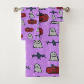 Paarse Halloween Fun Print Bad Handdoek (Insitu)