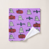 Paarse Halloween Fun Print Bad Handdoek (Wasdoekje)