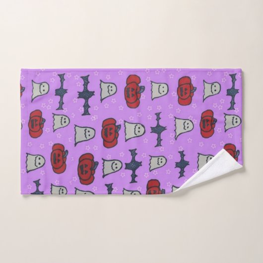 Paarse Halloween Fun Print Bad Handdoek (Handdoek)