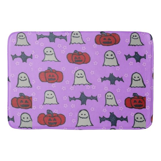 Paarse Halloween Fun Print Badmat (Voorkant)