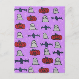 Paarse Halloween Fun Print Briefkaart