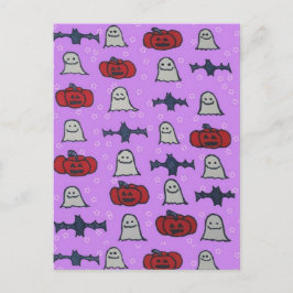 Paarse Halloween Fun Print Briefkaart