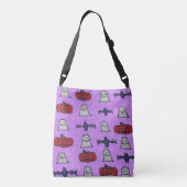 Paarse Halloween Fun Print Crossbody Tas (Achterkant)