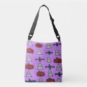 Paarse Halloween Fun Print Crossbody Tas (Voorkant)