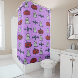 Paarse Halloween Fun Print Douchegordijn
