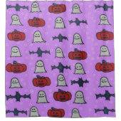 Paarse Halloween Fun Print Douchegordijn (Voorkant)