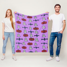 Paarse Halloween Fun Print Fleece Deken