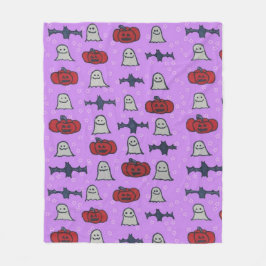 Paarse Halloween Fun Print Fleece Deken