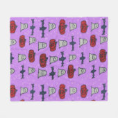 Paarse Halloween Fun Print Fleece Deken (Voorkant (Horizontaal))