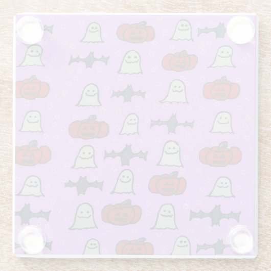 Paarse Halloween Fun Print Glazen Onderzetter (Achterkant)