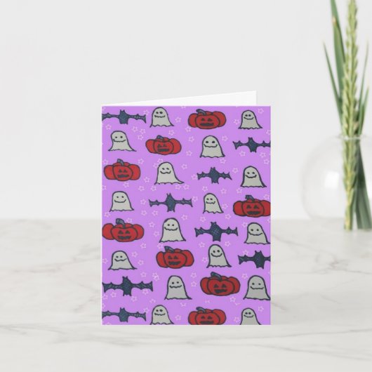 Paarse Halloween Fun Print Kaart (Voorkant)