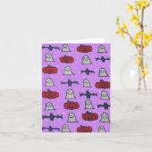 Paarse Halloween Fun Print Kaart (Gele Bloem)