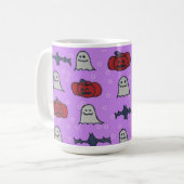 Paarse Halloween Fun Print Koffiemok (Voorkant links)