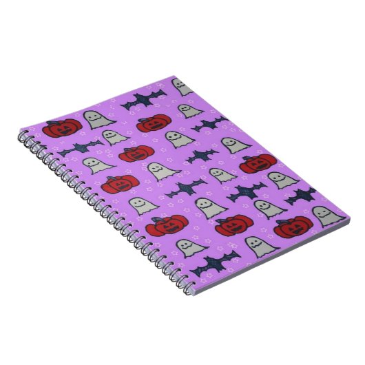 Paarse Halloween Fun Print Notitieboek (Rechterzijde)