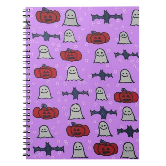 Paarse Halloween Fun Print Notitieboek (Voorkant)