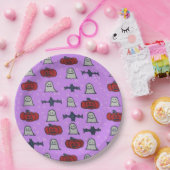 Paarse Halloween Fun Print Papieren Bordje (Feest)