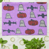 Paarse Halloween Fun Print Theedoek (Gevouwen)