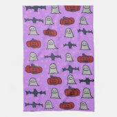 Paarse Halloween Fun Print Theedoek (Verticaal)