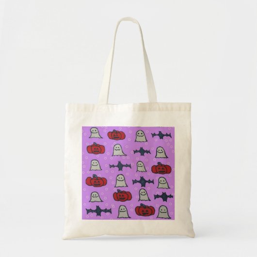 Paarse Halloween Fun Print Tote Bag (Voorkant)