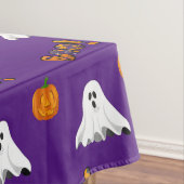 Paarse Halloween Ghost Pattern Vakantie Tafelkleed (Voorbeeld)