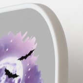 Paarse Halloween Heks op een Bezem Vleermuizen Vol Pickleball Paddle (Links Detail)