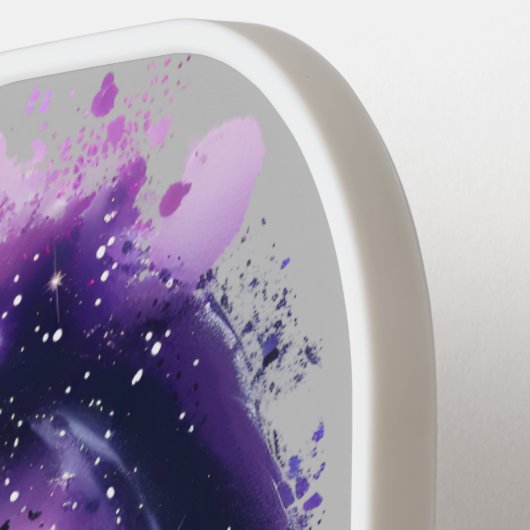 Paarse Halloween Heks op een Bezem Vleermuizen Vol Pickleball Paddle (Links Detail)