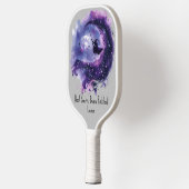 Paarse Halloween Heks op een Bezem Vleermuizen Vol Pickleball Paddle (Links)