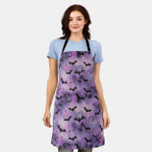 Paarse Halloween-hemel met vleermuizen - Spooky Sc Schort (Gedragen)