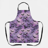 Paarse Halloween-hemel met vleermuizen - Spooky Sc Schort (Voorkant)