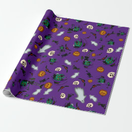 Paarse Halloween Inpakpapier