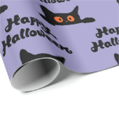 Paarse Halloween inpakpapier met zwarte katten (Rol Hoek)