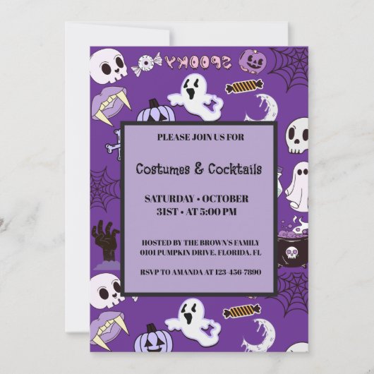 Paarse Halloween Kaart (Voorkant)